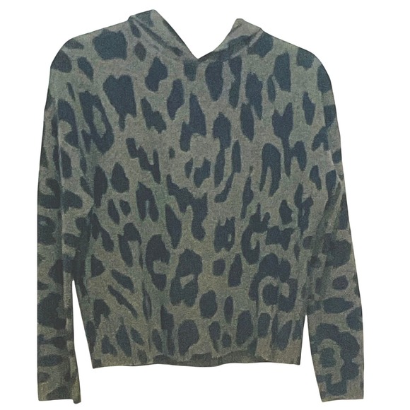360 Cashmere Sweaters - 360 SKULL CASHMERE Carson sweater 99627 leopard hoodie black olive women's XS
